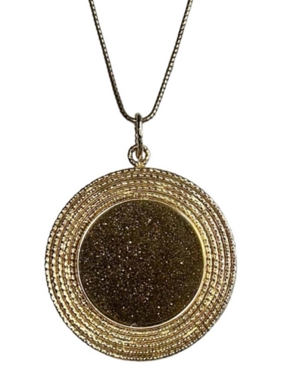 Milor Italy 14K Yellow Gold Large Round Fire Druzy Pendant